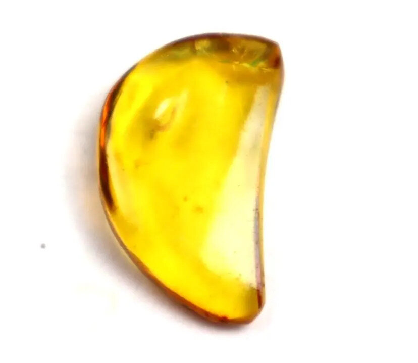Excellent Natural Dominican Half Moon Crystal Clear Yellow Amber Polished Stone – photo 7