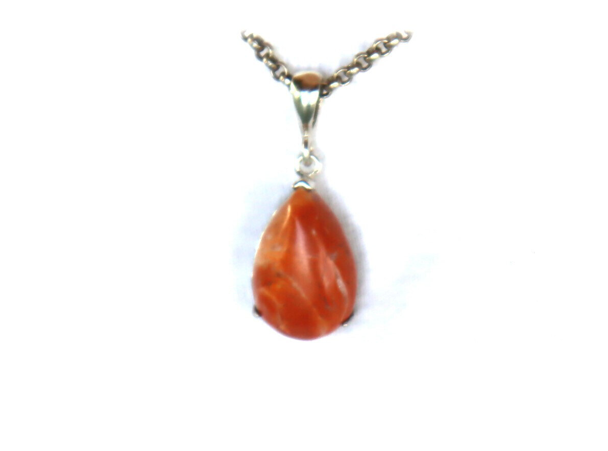 Exquisite Natural Handcrafted Orange Red Jasper .925 Sterling Silver Pendant 34mm – photo 2