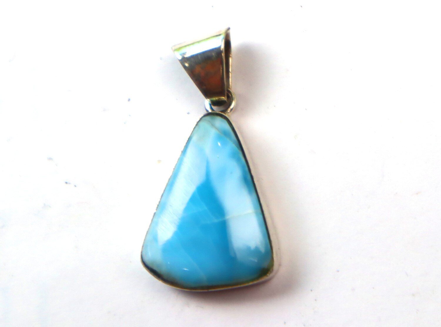 Beautiful Natural Sky Blue Larimar solid .925 Sterling Silver Pendant 33mm – photo 6