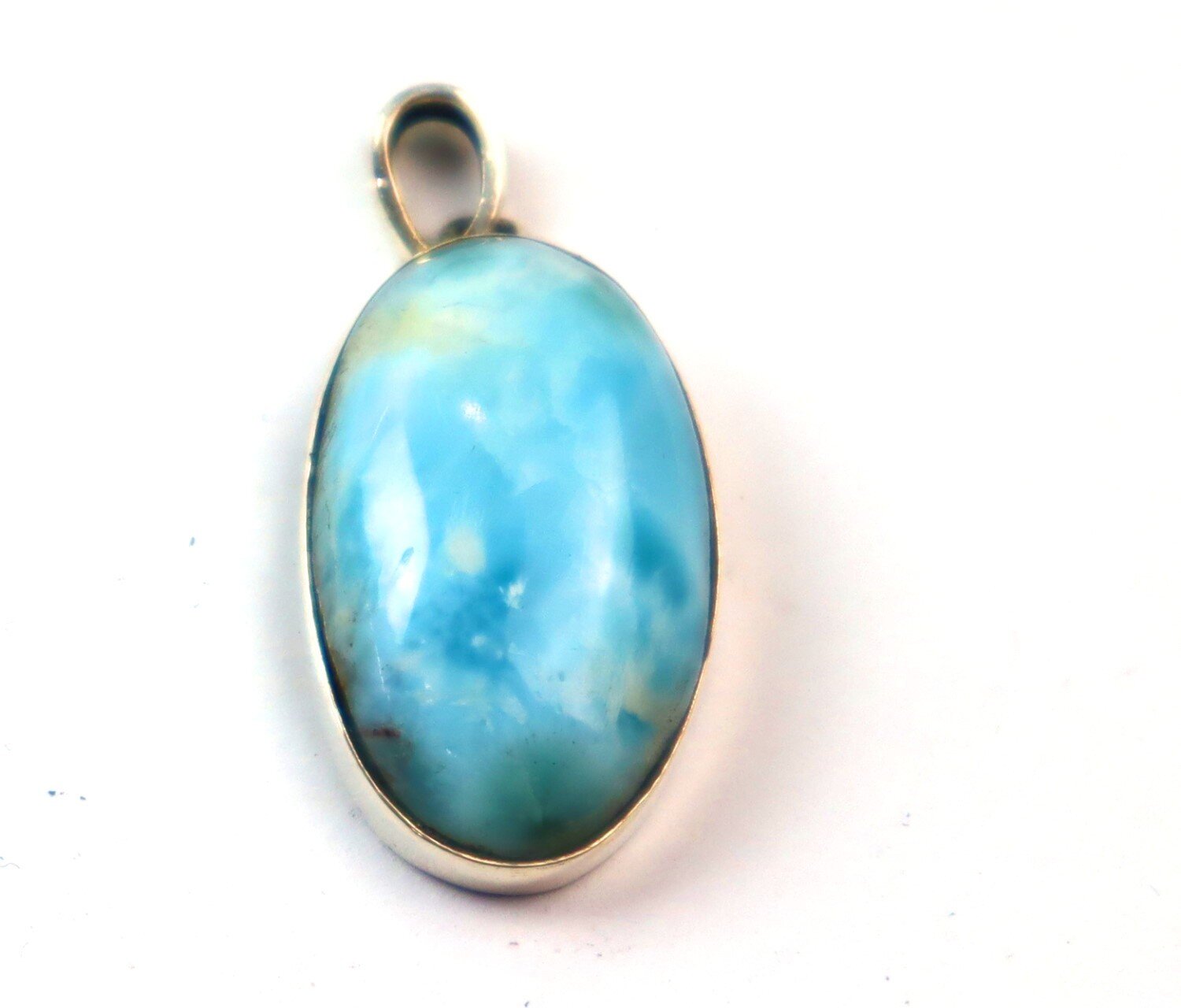 Charming Design Natural Deep Blue Larimar .925 Sterling Silver Pendant 38mm – photo 6
