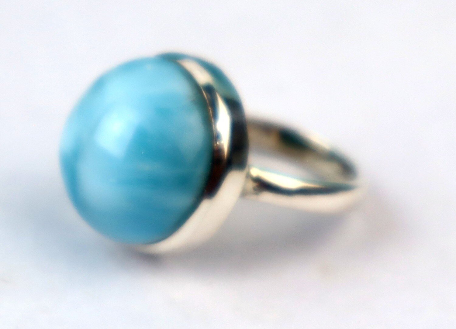 Exquisite Natural Sky Blue Larimar .925 Sterling Silver Ring #5.5 free resize – photo 6