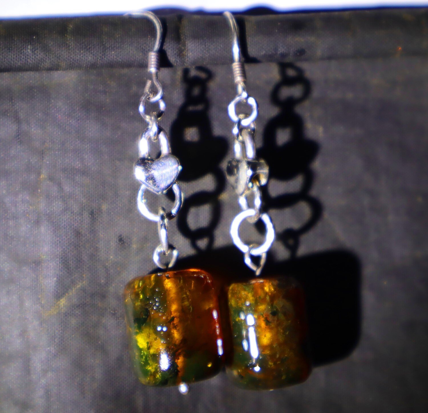 Impressive 2.5inch Natural Green Orange Amber .925 Sterling Silver Earrings – photo 8