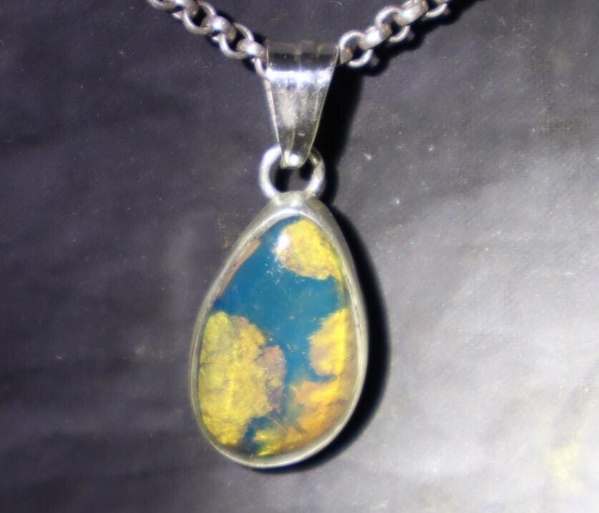 Lovely Natural Clear Sky Blue Amber .925 Sterling Silver Pendant 32mm – photo 7