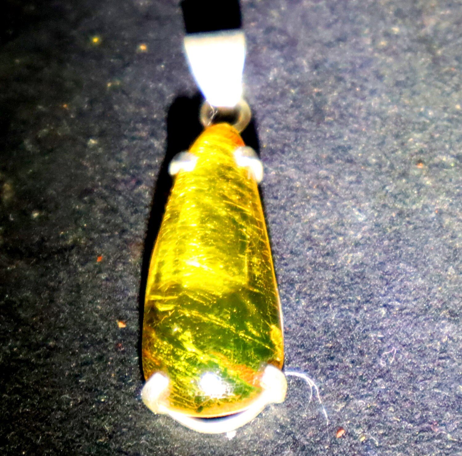 Lovely Natural Translucent Yellow Green Amber .925 Sterling Silver Pendant 42mm – photo 7