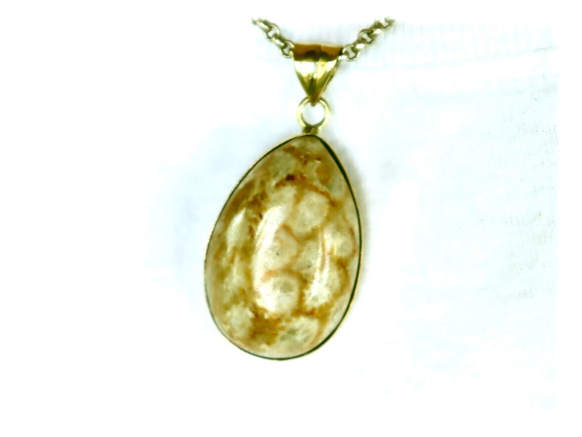 Natural Light Brown Coral Handcrafted solid 925 sterling silver Pendant 45mm – photo 5
