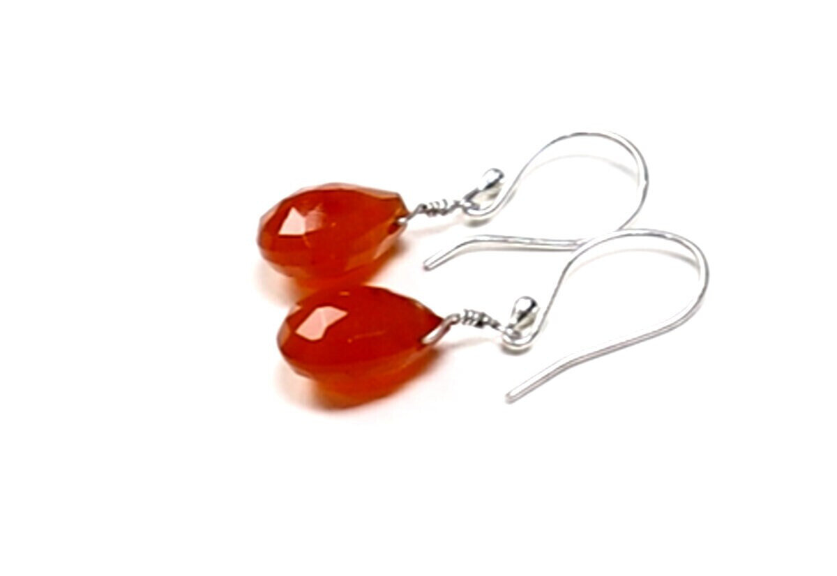 Beautiful Deep Orange Teardrop Tourmaline .925 Sterling Silver Earrings 37mm 17. – photo 3