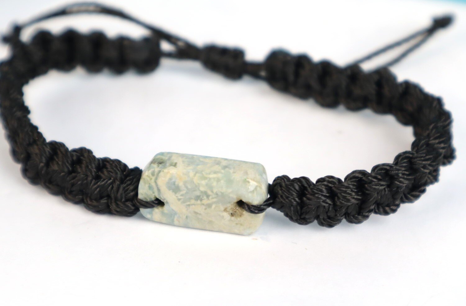 Rarest Natural Pastel Blue Larimar Bracelet Wristband adjustable cord – photo 8