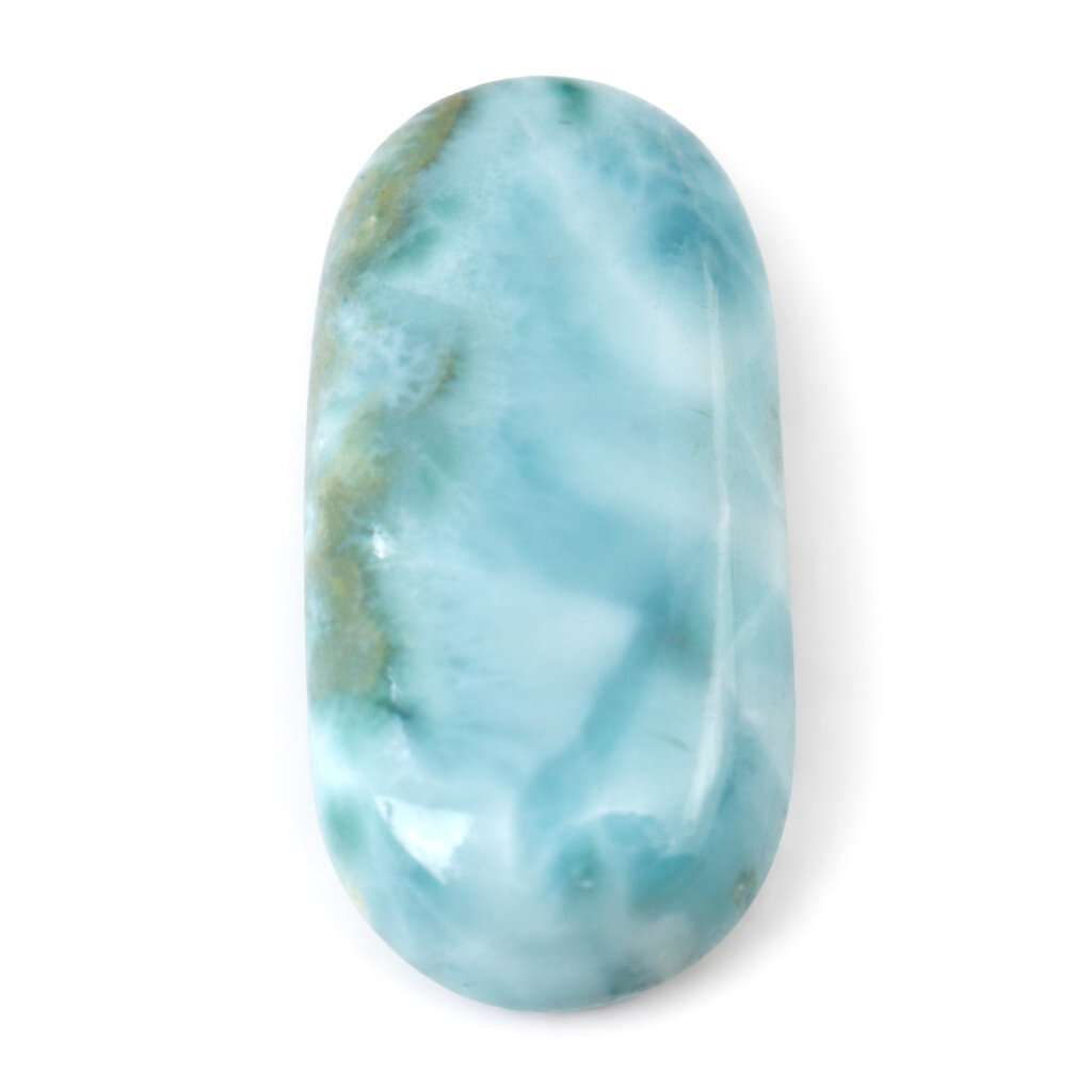 Impressive Natural Dominican Light Blue Larimar Polished Cabochon 35mm – photo 3