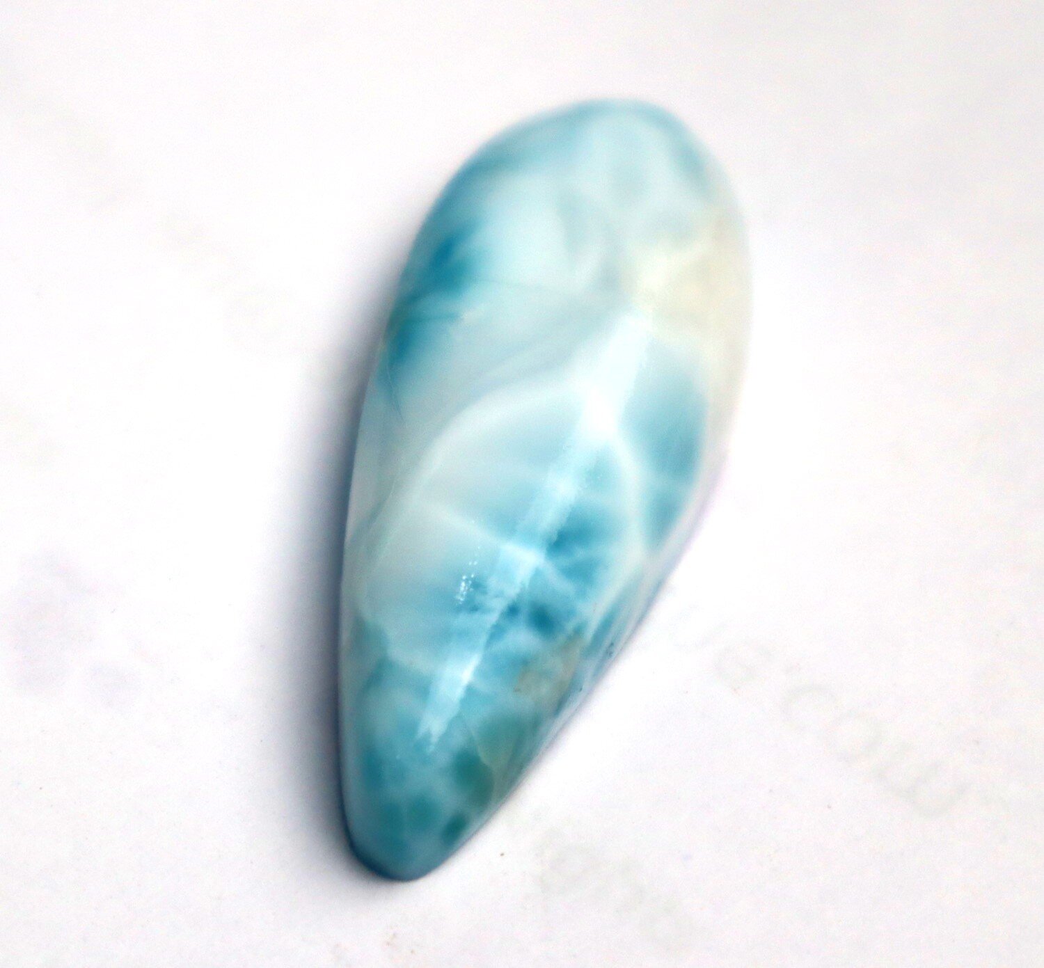 Rarest Natural Sky Blue Larimar Cabochon – 44mm Teardrop | 63ct | Dominican Rep. – photo 3