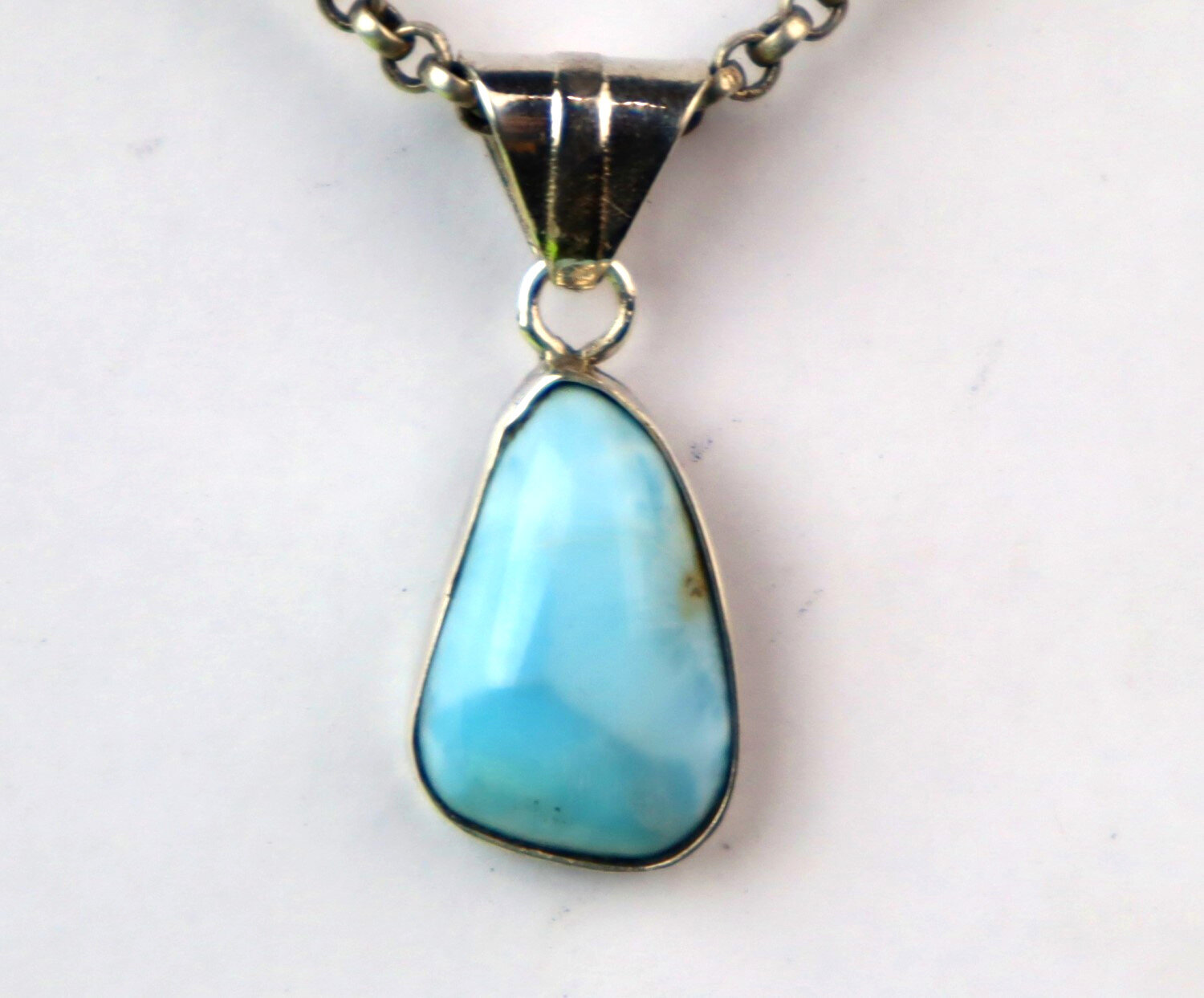 Lovely Natural Sky Blue Larimar .925 Sterling Silver Pendant 30mm – photo 5