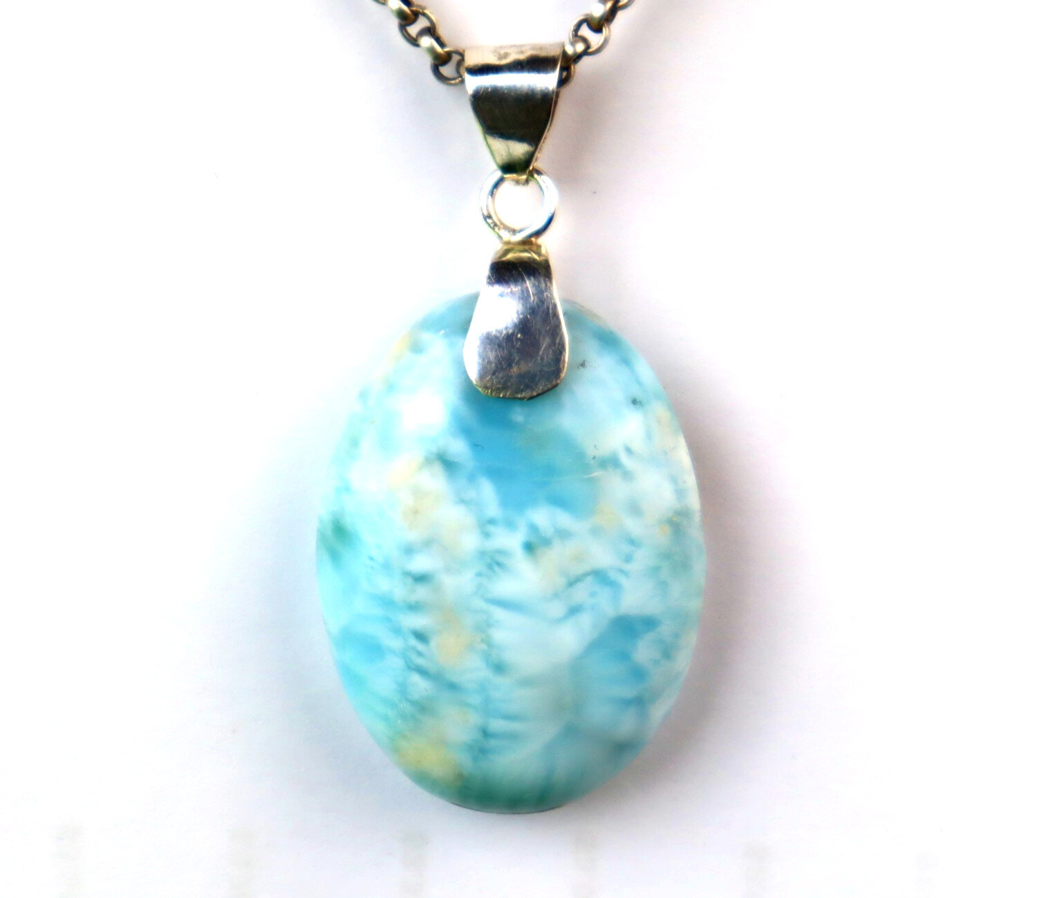 Impressive Natural Ocean Blue Larimar .925 Sterling Silver Pendant 46mm – photo 6