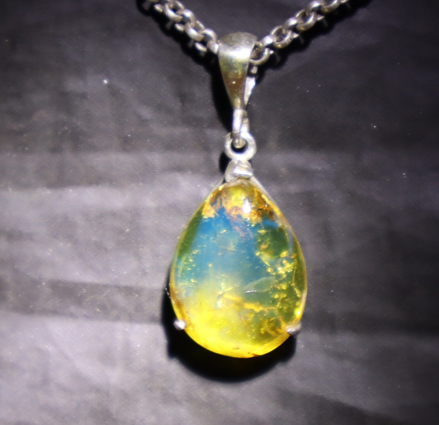 Exquisite Natural Clear Light Blue Amber .925 Sterling Silver Pendant 35mm – photo 7