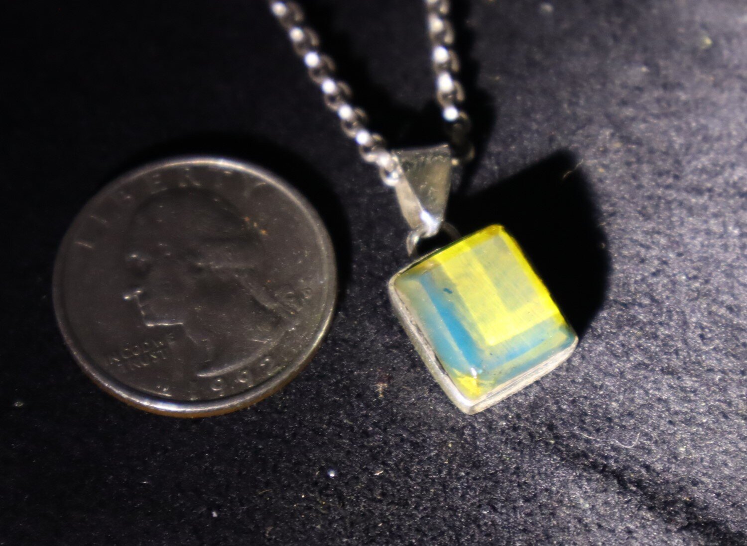 Lovely Natural Clear Light Blue Amber .925 Sterling Silver Pendant 24mm – photo 4