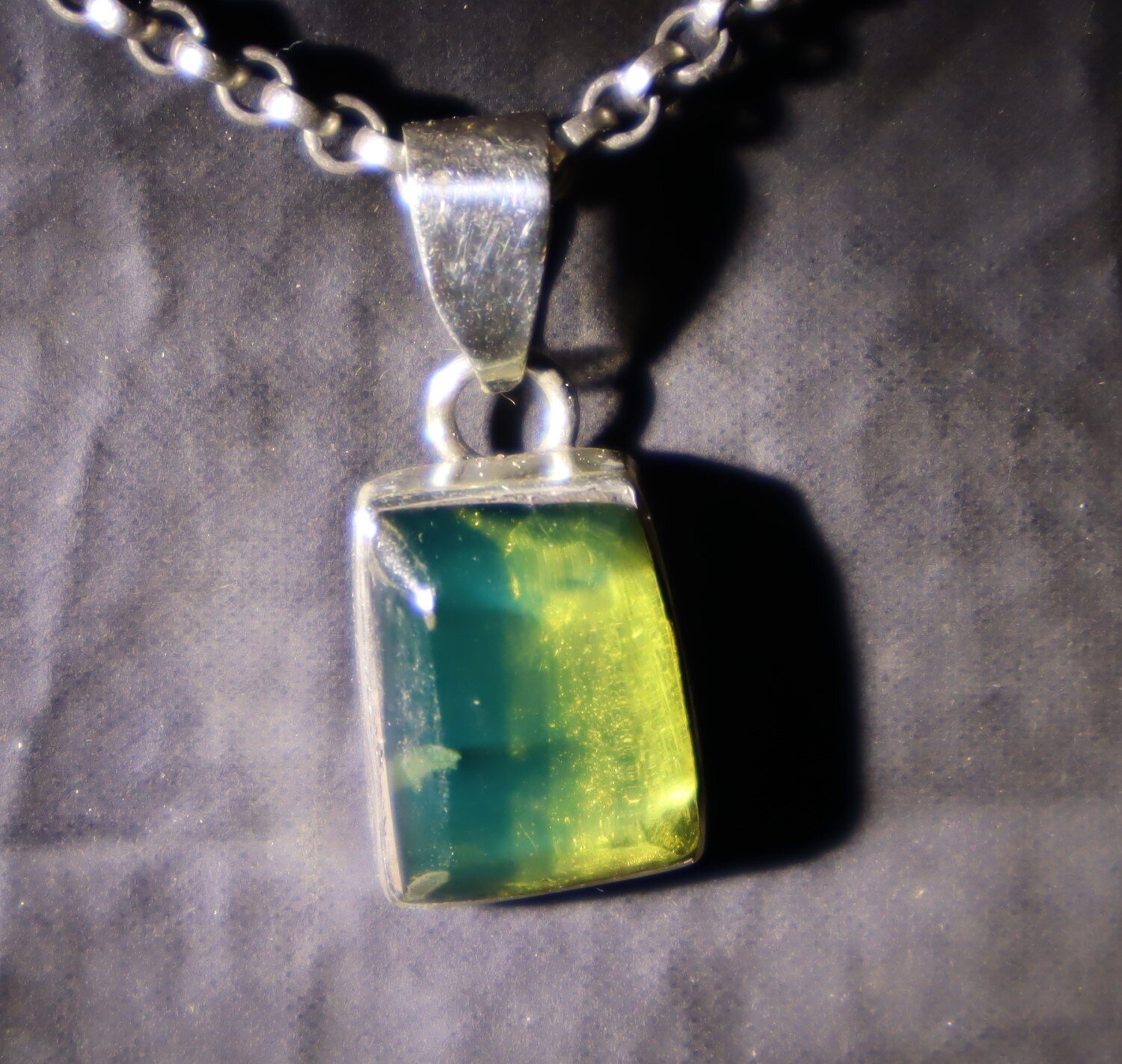 Beautiful Natural Clear Blue Green Amber .925 Sterling Silver Pendant 25mm – photo 5