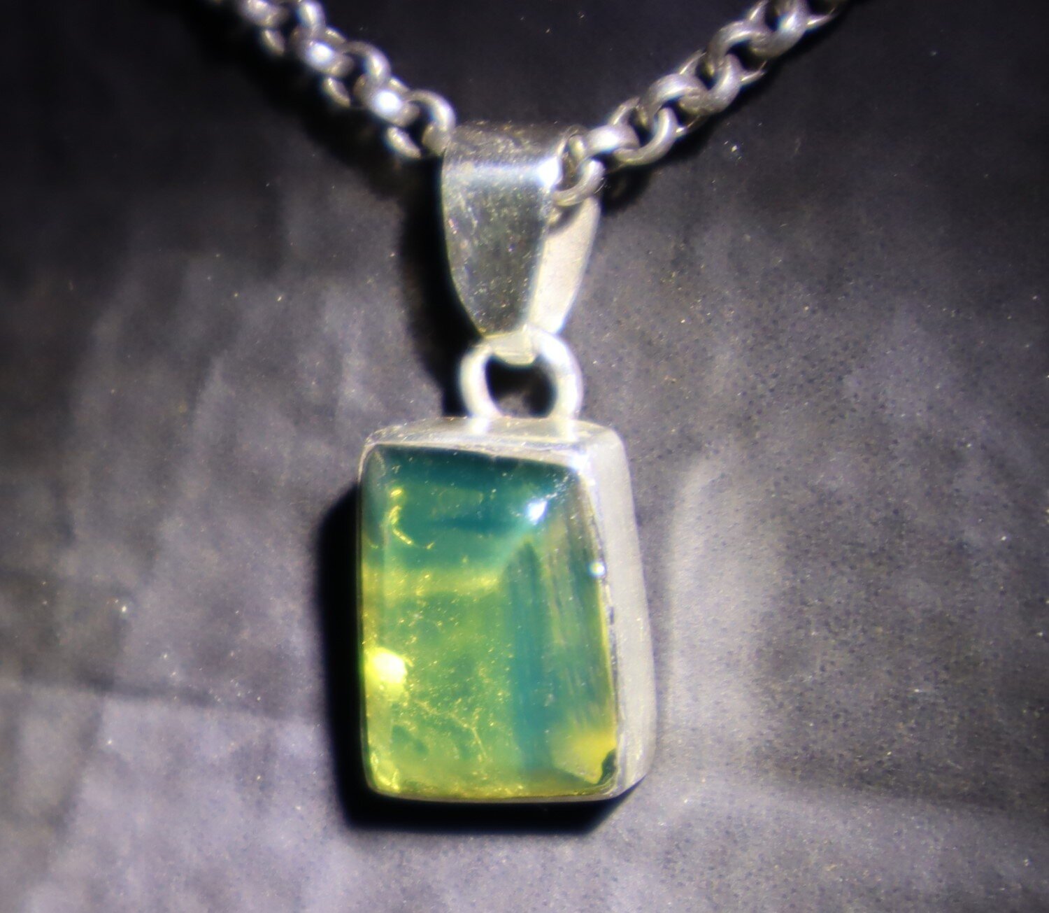 Beautiful Natural Clear Blue Green Amber .925 Sterling Silver Pendant 25mm – photo 7